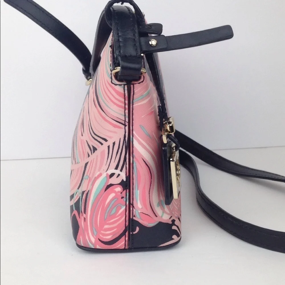 Kate Spade Hanna Pink & Navy Blue Feather Purse